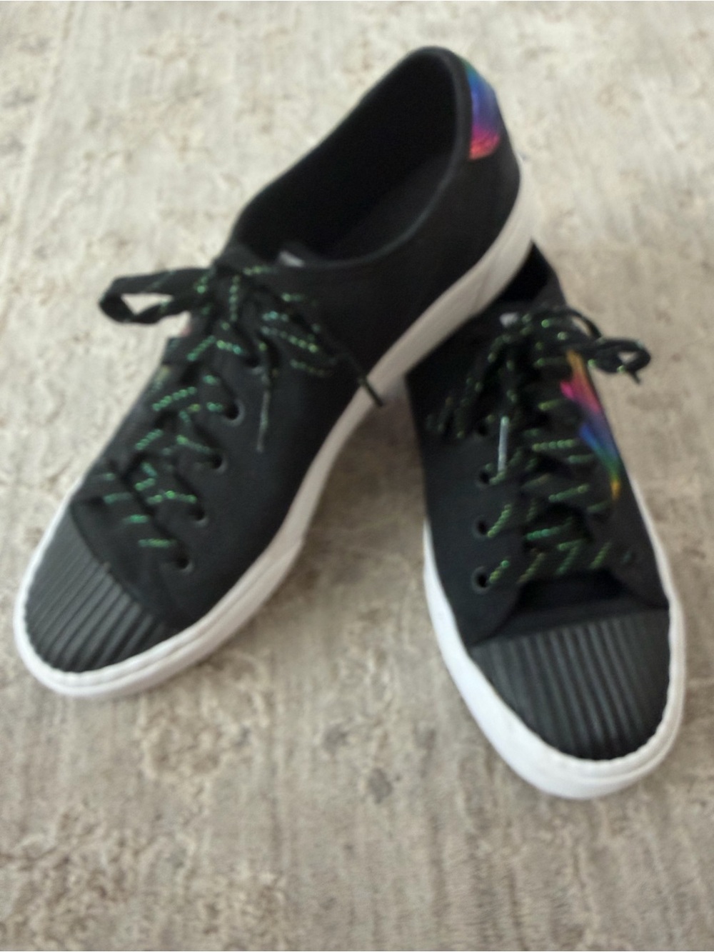 NWOB Keds Crew Kick Wave Dream Foam Sneakers Lace Black Rainbow Sz 9.5 Canvas